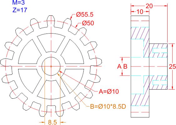 17T 50 Spur gear AB1