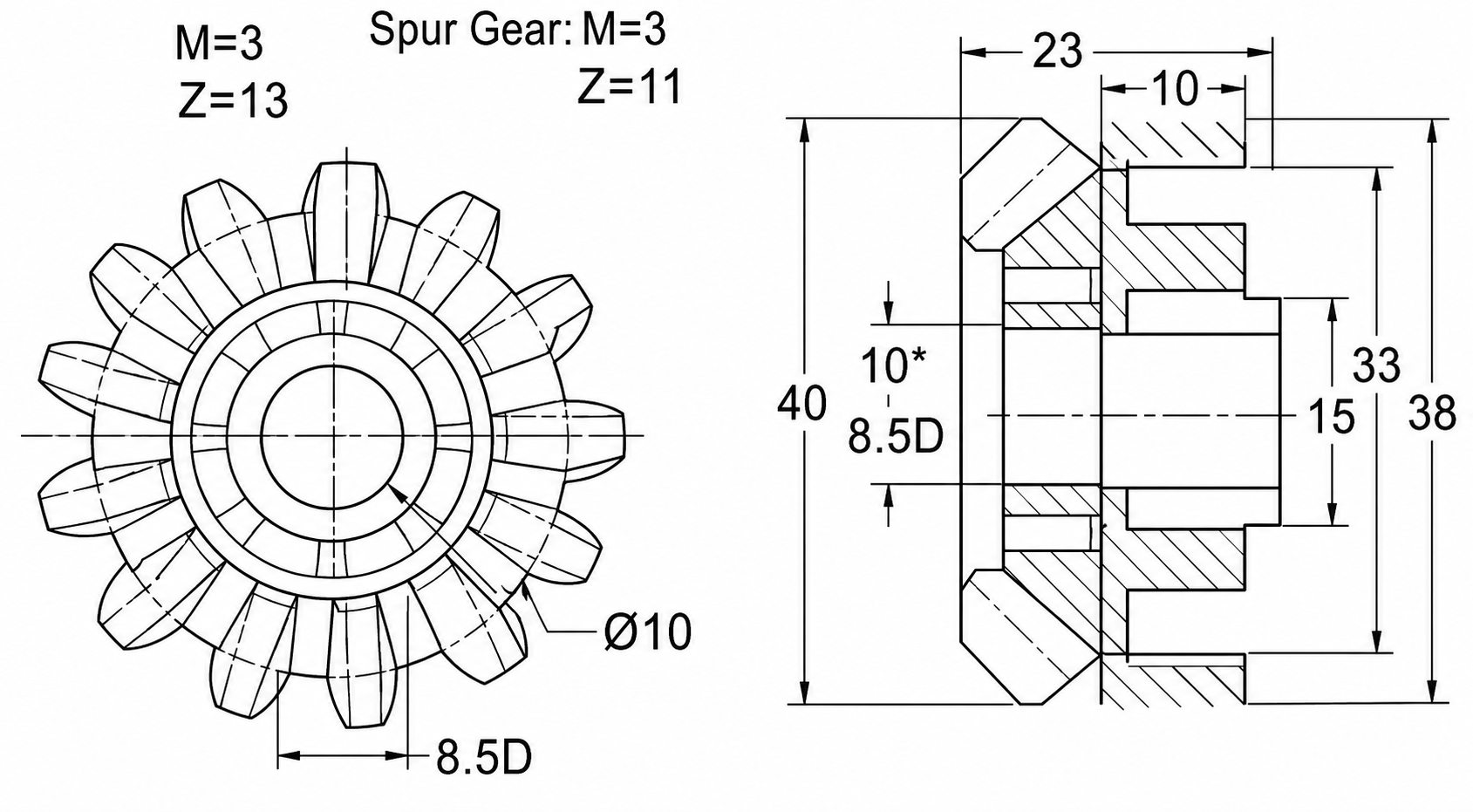 Double-gear AB design drawing